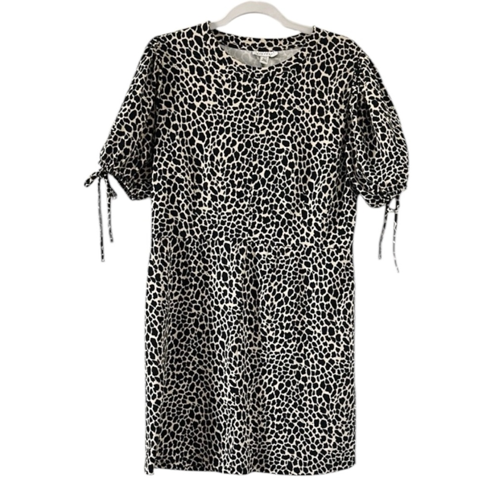 TOPSHOP | Animal Leopard Print | Puff Sleeve Mini Dress | Black | Size 10